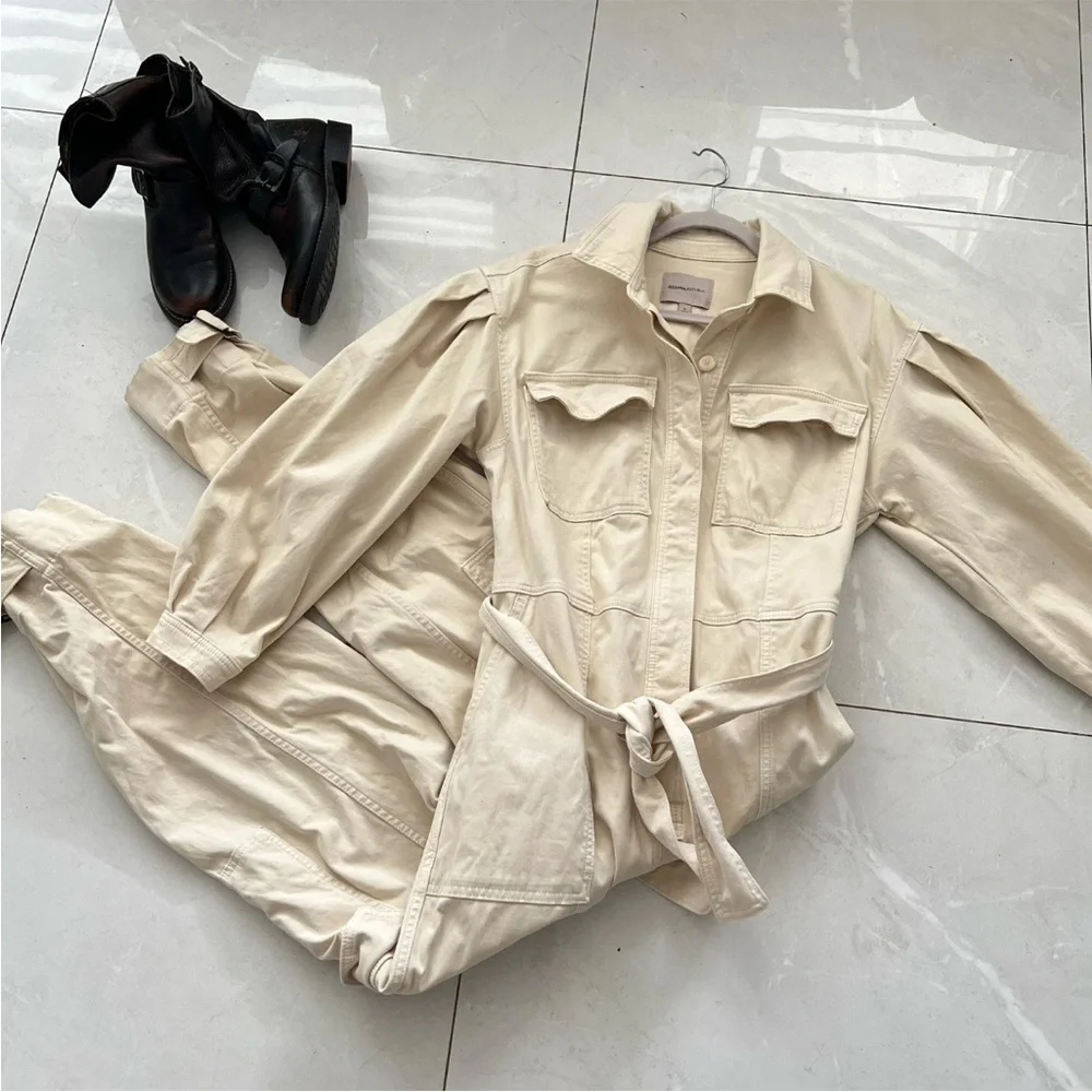NEW Banana Republic Flightsuit Jumpsuit Beige SMALL Moleskin $190